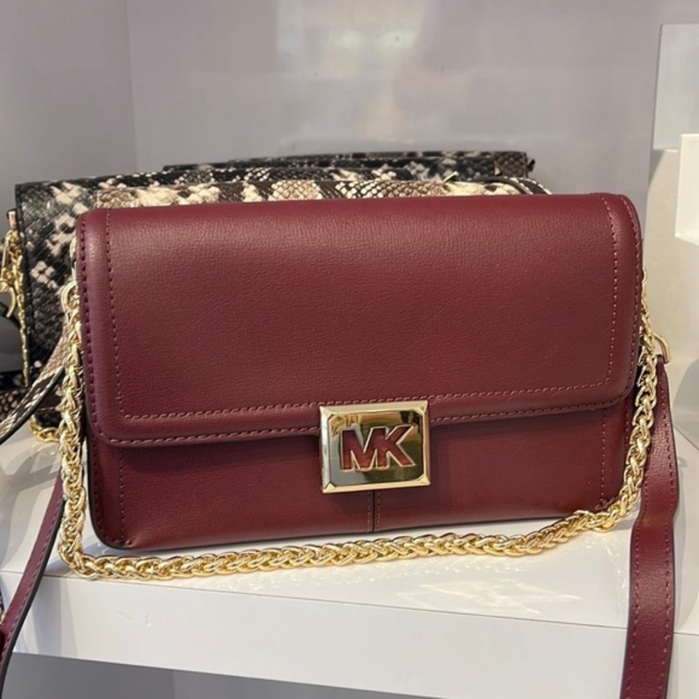 Michael Kors Sonia Medium Leather Shoulder Bag Merlot - Picture 15 of 16